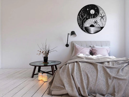 Yin Yang Sun & Moon Metal Wall Decor Housewarming Gift Office Decor Interior Design