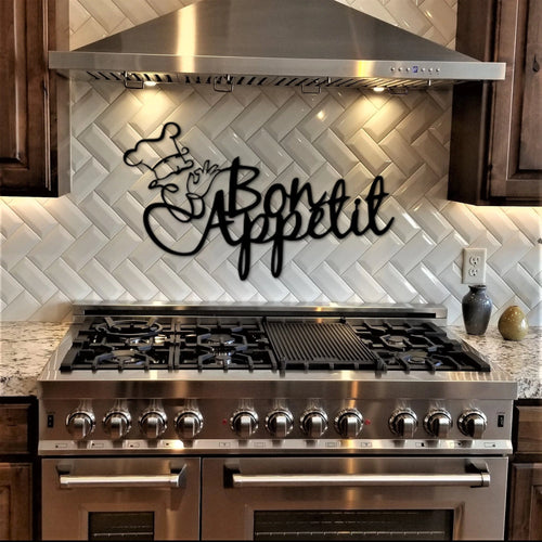 Bon Appetit Metal Sign Kitchen Wall Decor Dining Room Farmhouse Decor Rustic Wall Word Chef Housewarming Gift