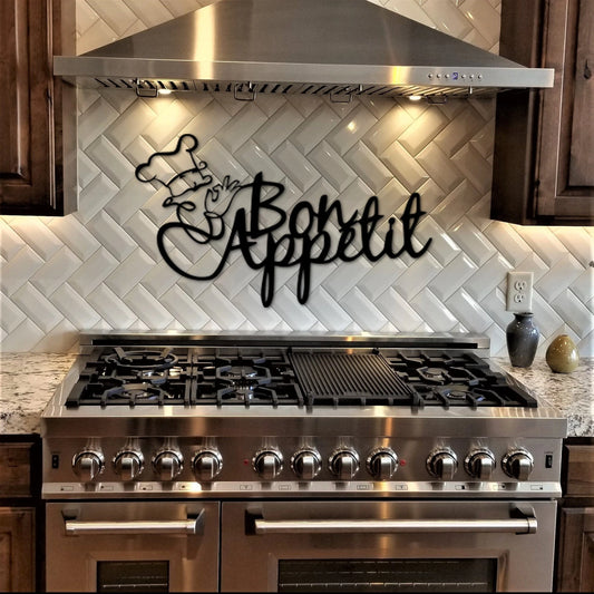 Bon Appetit Metal Sign Kitchen Wall Decor Dining Room Farmhouse Decor Rustic Wall Word Chef Housewarming Gift