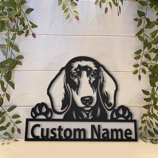 Dachshund Personalized Metal Wall Decor, Cut Metal Sign, Metal Wall Art, Metal House Sign Laser Cut Metal Signs Custom Gift Ideas - 8 inches - metal sign