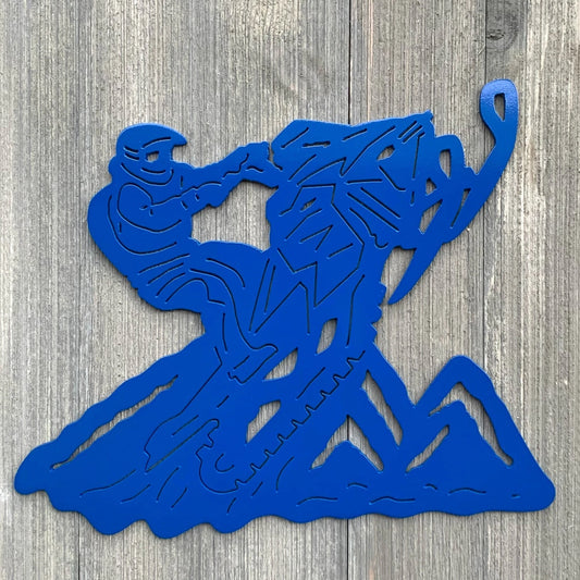 Snowmobile Scene Skidoo With Mountains Metal Sign Cutout Cut Metal Sign Wall Metal Art - 8 inches - metal sign