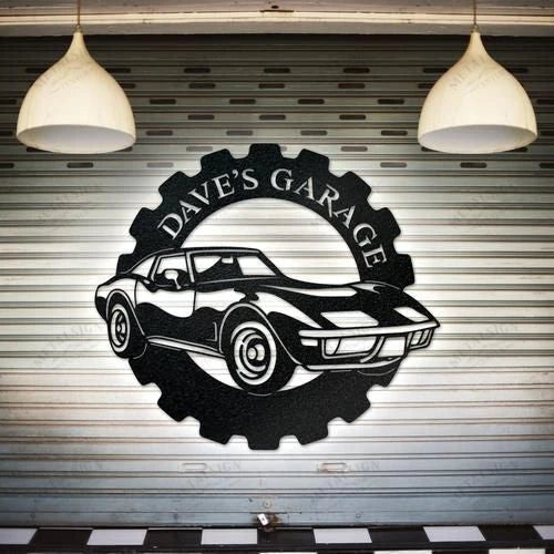 Corvette Classic Car Metal Car Collection Sign Cut Metal Sign Metal House Sign - 8 inches - metal sign