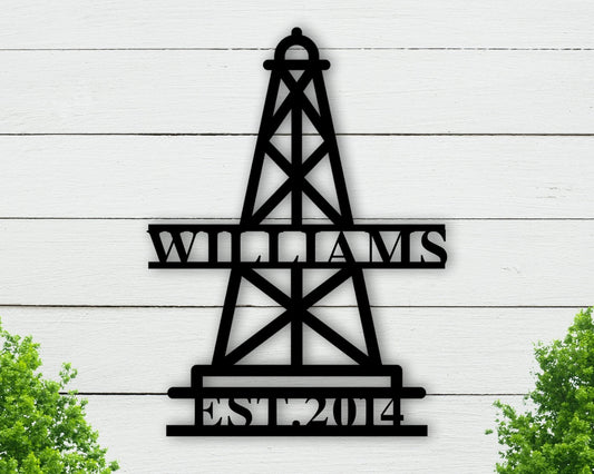 Oil Rig Personalized Door Hanger oil Rig Metal Art Gift For Oil Rig Worker Rustic rustic Cabin Sign oil Field Sign - 8 inches - metal sign