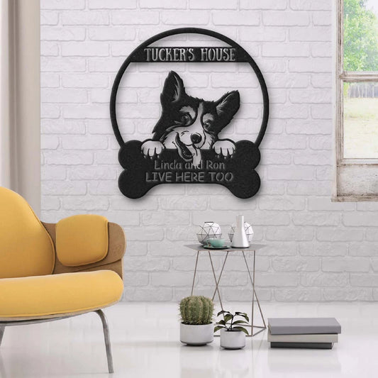Corgi Dog Lovers Funny Personalized Metal House Sign Laser Cut Metal Signs Custom Gift Ideas - 8 inches - metal sign
