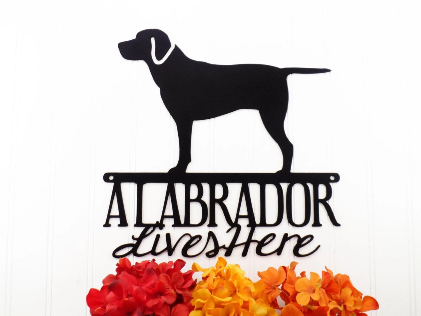 Labrador Lives Here Metal Sign Black Black Lab Outdoor Sign Wall Decor Wall Art