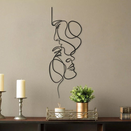 Love line art Woman Line Art Metal Wall Decor Black Metal Art Outdoor Metal Art Woman Face Art Sign
