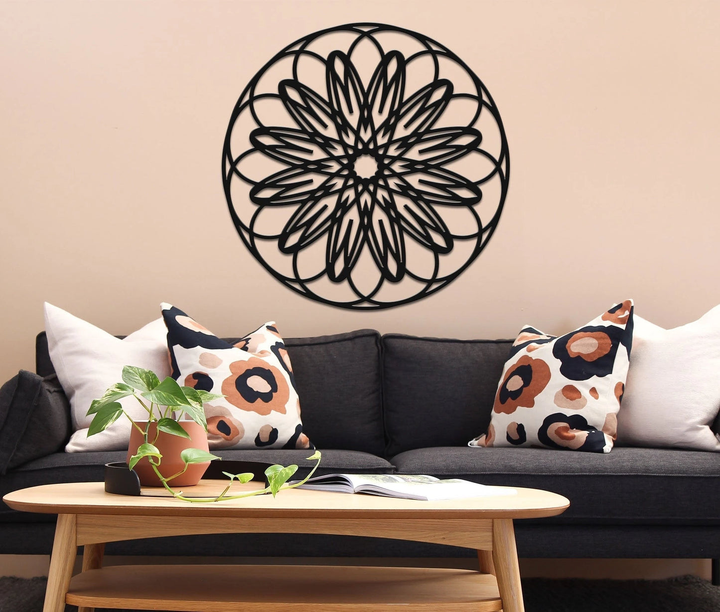 Geometric Metal Flower Wall Decor Geometric Art Geometric Flower Sign Metal Wall Decor Nature Decoration Wall Hangings