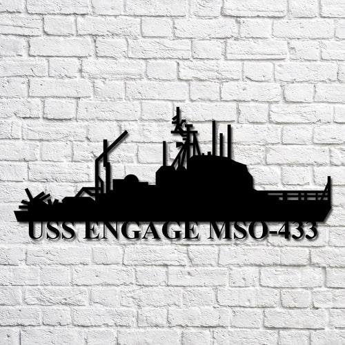 Uss Engage Mso433 Navy Ship Metal Art, Custom Us Navy Ship Cut Metal Sign, Gift For Navy Veteran, Navy Ships Silhouette Metal Art, Navy Home Decor Laser Cut Metal Signs Custom Gift Ideas