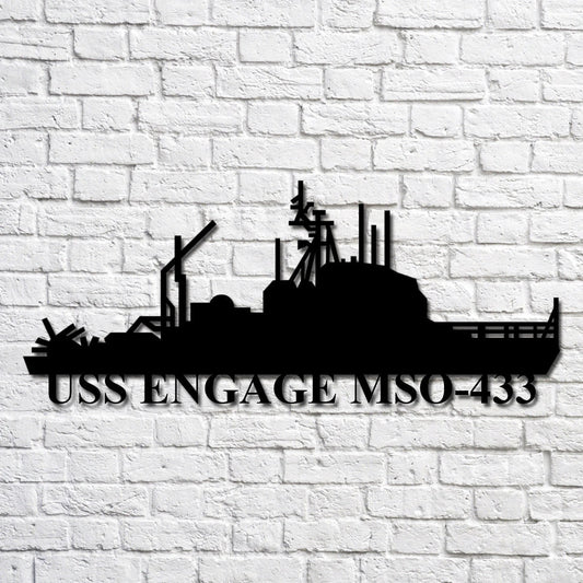 Uss Engage Mso433 Navy Ship Metal Art, Custom Us Navy Ship Cut Metal Sign, Gift For Navy Veteran, Navy - metal sign