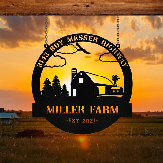 Personalized Metal Farm Sign Barn Monogram, Custom Farmhouse, Entry Road, Metal Laser Cut Metal Signs Custom Gift Ideas - 8 inches - metal sign