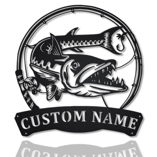 Personalized Barracudas Fishing Fish Pole Metal Sign Art, Custom Barracudas Fishing Metal Sign, Fishing - metal sign