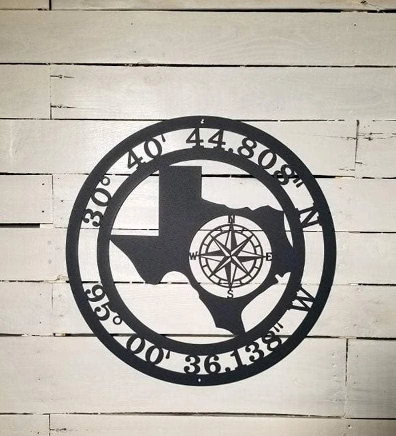 Texas Metal Sign Gps Compass Rose Cut Metal Sign Metal House Sign