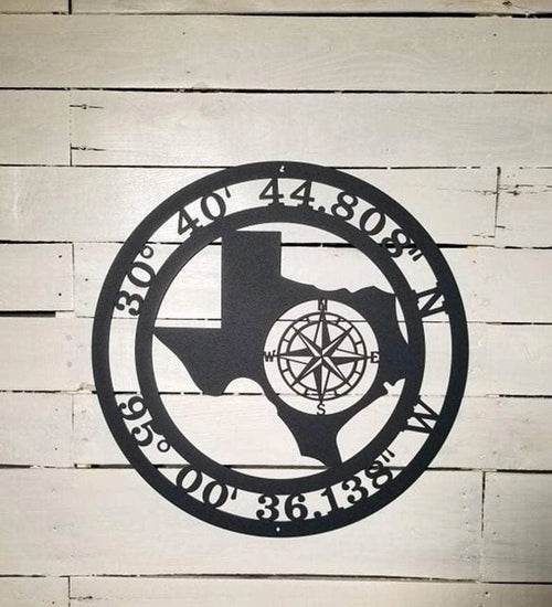 Texas Metal Sign Gps Compass Rose Cut Metal Sign Metal House Sign