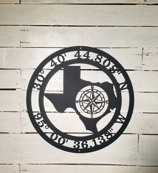 Texas Metal Sign Gps Compass Rose Cut Metal Sign Metal House Sign - 8 inches - metal sign