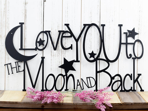 Love You To The Moon And Back Metal Sign Wall Hanging Wedding Gift Wedding Sign Sign Moon Stars