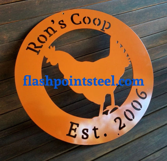 Chicken Coop, Ranch Sign, Farm Sign, Personalized Ranch, Farm Established, Hen Sign, Plasma Cut Steel - metal sign