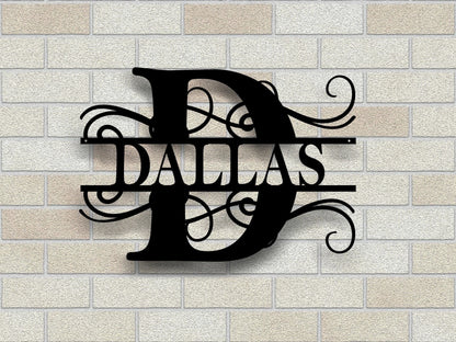 Custom Metal Name Sign Split Letter Name Sign Split Letter Monogram Door Hanger Outdoor Metal Sign Wedding Gift Monogram Sign
