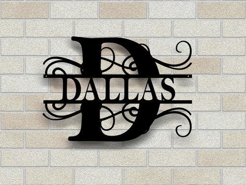 Custom Metal Name Sign Split Letter Name Sign Split Letter Monogram Door Hanger Outdoor Metal Sign Wedding Gift Monogram Sign