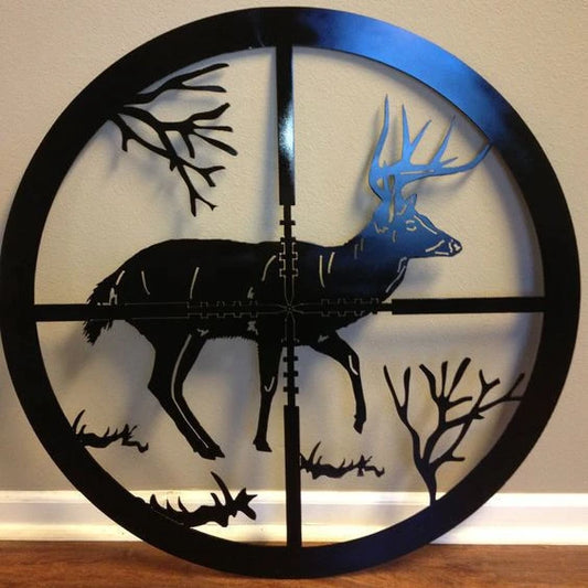 Hunter Hunting Deer Scope Metal House Sign Laser Cut Metal Signs Custom Gift Ideas - 8 inches - metal sign