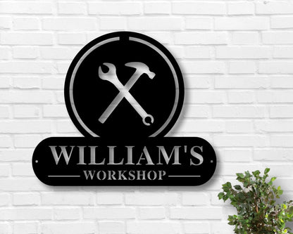 Fathers Day Gift Personalized Workshop Sign Personalized Fathers Day Gift Personalized Metal Sign Custom Name S, Laser Cut Metal Signs Custom Gift Ideas