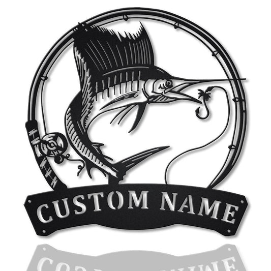 Personalized Sailfish Fishing Fish Pole Metal Sign Art, Custom Sailfish Fishing Metal Sign, Sailfish - metal sign