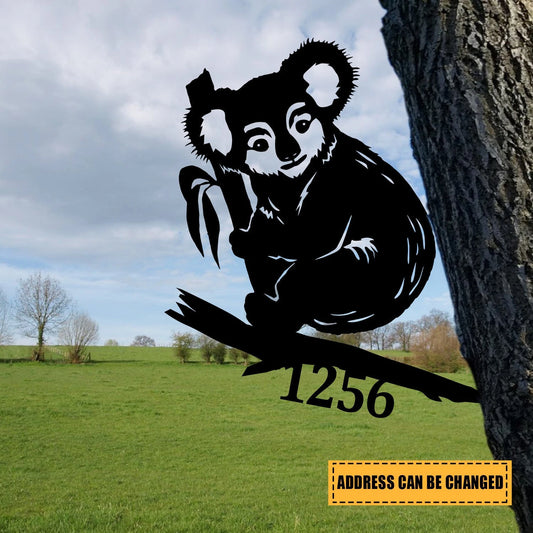 Custom Australian Koala Metal Tree Stake, Tree Metal Art Laser Cut Metal Signs Custom Gift Ideas - 8 inches - metal sign