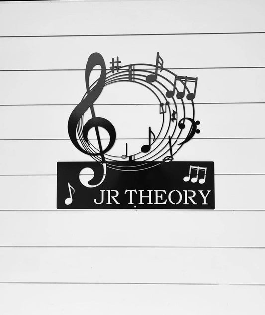 Personalized Music Sign Music Riff Decor Gift For Musician Musical Notes Sign - 8 inches - metal sign