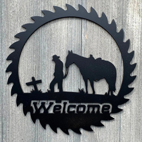 Praying Cowboy Metal Sign Cutout Cut Metal Sign Wall Metal Art