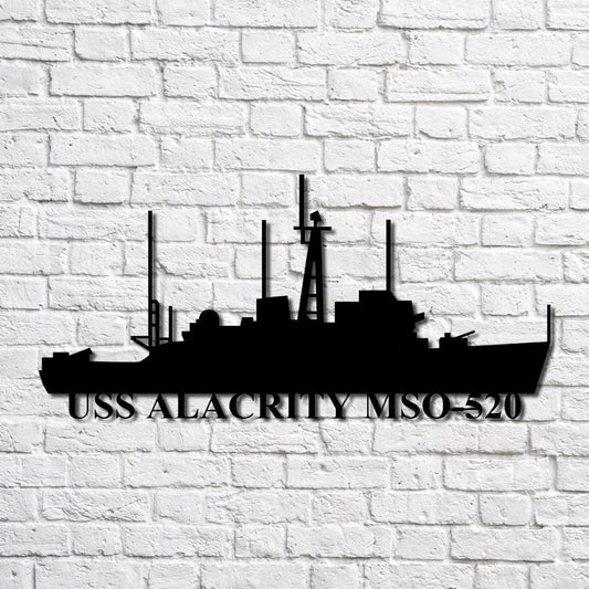 Uss Alacrity Mso520 Navy Ship Metal Art, Custom Us Navy Ship Cut Metal Sign, Gift For Navy Veteran, Navy - metal sign