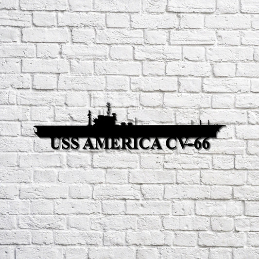 Uss America Cv66 Navy Ship Metal Sign, Memory Wall Metal Sign Gift For Navy Veteran, Navy Ships - metal sign