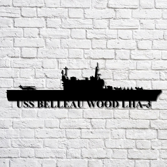 Uss Belleau Wood Lha3 Navy Ship Metal Art, Custom Us Navy Ship Cut Metal Sign, Gift For Navy Veteran - metal sign