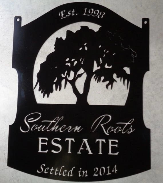 Metal Live Oak Sign With Gorgeous Live Oak Tree Draped In Spanish Moss Metal House Sign