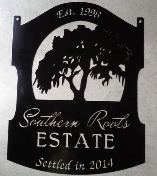 Metal Live Oak Sign With Gorgeous Live Oak Tree Draped In Spanish Moss Metal House Sign - 8 inches - metal sign