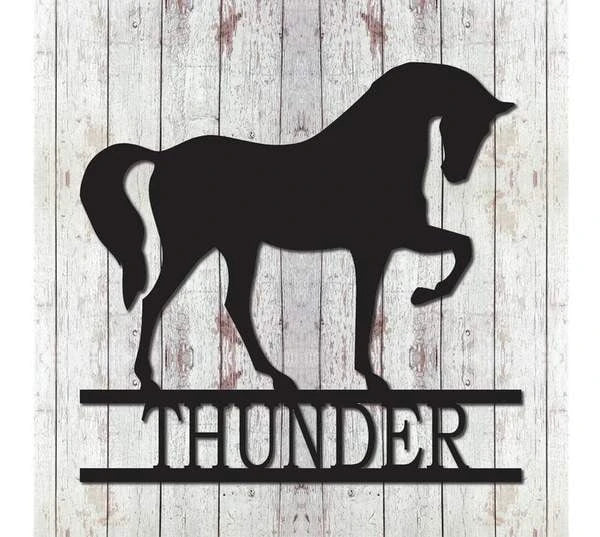 Horse Nameplate Metal Silhouette Cut Metal Sign