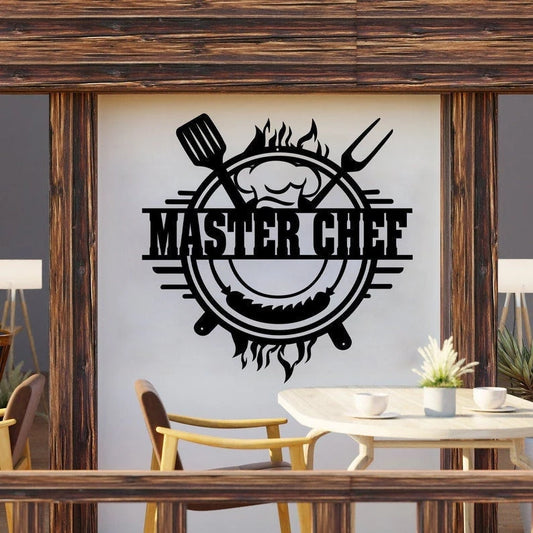 Personalized Backyard Bar & Grill Metal Wall Custom Family Name Patio Metal Sign Bbq Outside Decor Master Cheff Sign Decor - 8 inches - metal sign