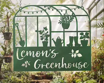 Love garden love green house Metal House Sign Laser Cut Metal Signs Custom Gift Ideas - 8 inches - metal sign