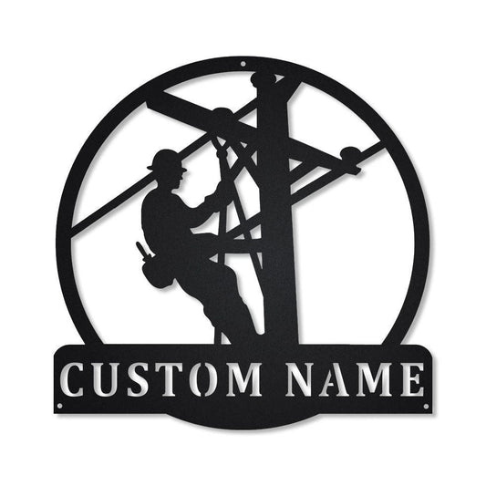 Personalized Lineman Monogram Metal Sign Art, Custom Lineman Monogram Metal Sign, Lineman Gifts, Job - metal sign
