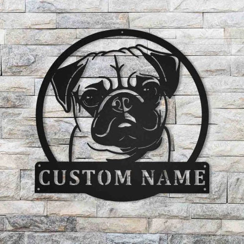 Personalized Pug Monogram Metal Wall Decor, Cut Metal Sign, Metal Wall Art, Metal House Sign, Metal Laser Cut Metal Signs Custom Gift Ideas
