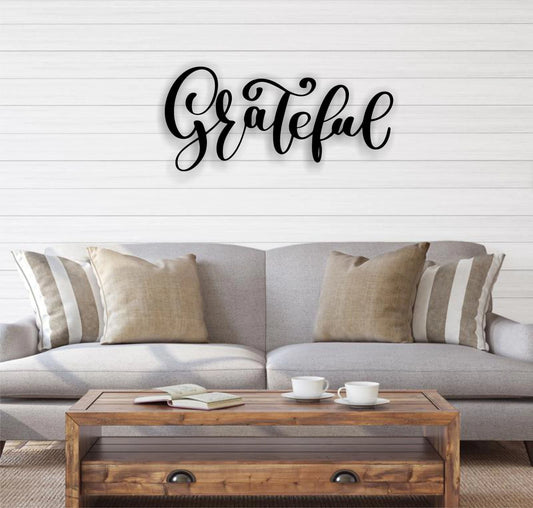 Grateful Metal Wall Sign Entryway Decor Bathroom Wall Decor Living Room Decor Kitchen Decor Thanksgiving - 8 inches - metal sign