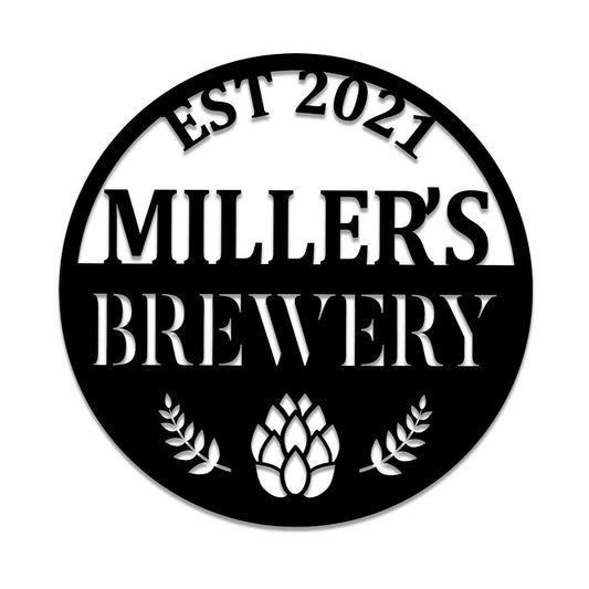 Personalized Beer Hops Brewery Metal Bar Sign, Metal Laser Cut Metal Signs Custom Gift Ideas - 8 inches - metal sign