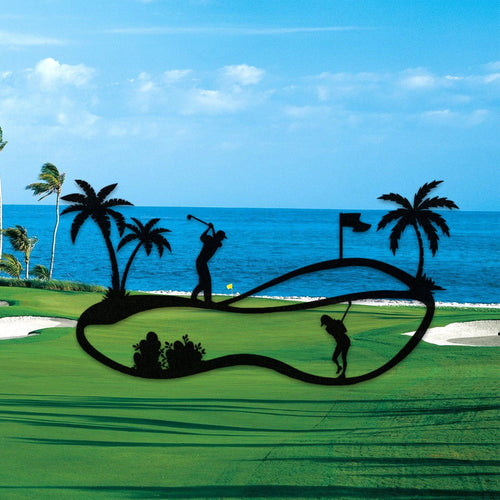 Golf Course Metal Art, Steel Door Hanging, Man Cave Wall Art Laser Cut Metal Signs Custom Gift Ideas