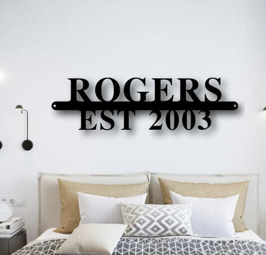 Personalized Family Name Sign, Established Date Sign, Housewarming Gift, Door Hanger,metal Monogram Sign - metal sign