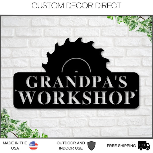 Paw Paws Workshop Sign, Crescent Wrench & Hammer Art, Gift For Paw Paw, Woodworker Sign, Custom Workshop - metal sign