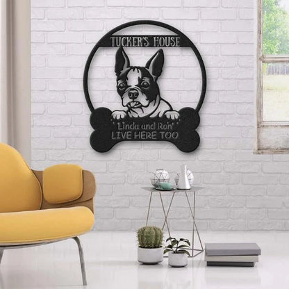 Boston Terrier's House Dog Lovers Personalized Metal Sign Cut Metal Sign Laser Cut Metal Signs Custom Gift Ideas
