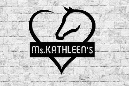 Custom Metal Horse Heart Sign Pony Lover Sign Horse Heart Metal Sign Horse Love Sign Metal Horse Decor Gift For Horse Lover - 8 inches - metal sign