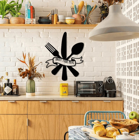 Enjoy your meal kitchen decor personalized Cut Metal Sign Laser Cut Metal Signs Custom Gift Ideas - 8 inches - metal sign
