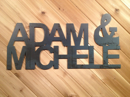 Custom Metal Name Sign Wedding Prop Guest Book Alternative Gift - 8 inches - metal sign