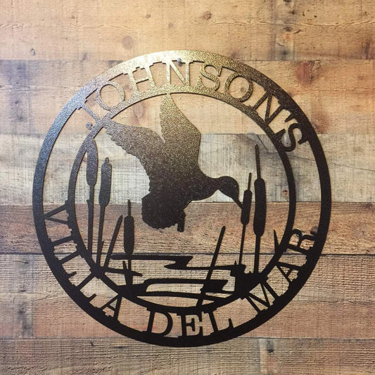 Hunter's Duck With Cattails Metal Sign, Cut Metal Sign, Metal Wall Art, Metal House Sign Laser Cut Metal - metal sign