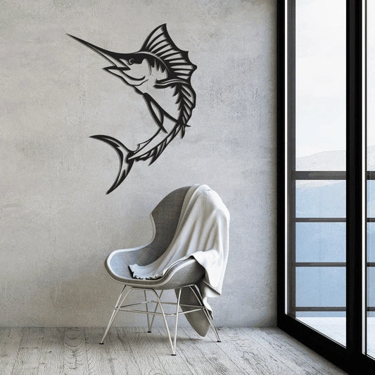 Swordfish Sea Life Ocean Wall Art Decor Cut Metal Sign Laser Cut Metal Signs Custom Gift Ideas - 8 inches - metal sign