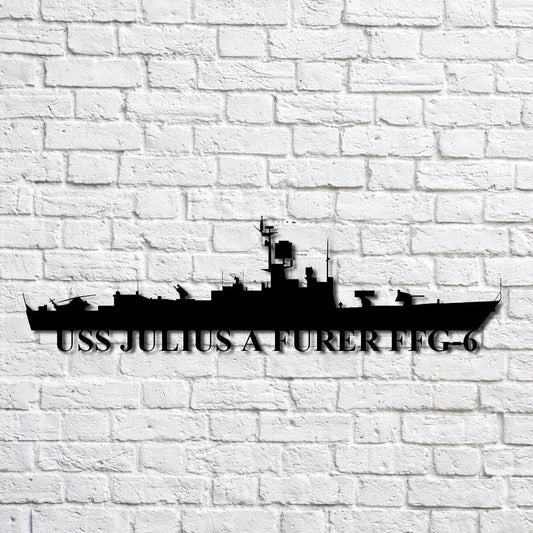 Uss Julius A Furer Ffg6 Navy Ship Metal Art, Custom Us Navy Ship Cut Metal Sign, Gift For Navy Veteran - metal sign